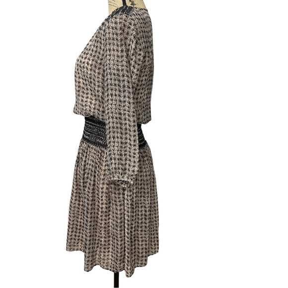 Anthropologie Vanessa Virginia Tan Black Smocked Waist Dress Size XS - Picture 9 of 16